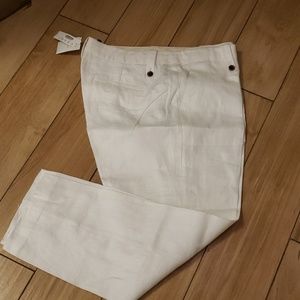 J crew white linen capri
